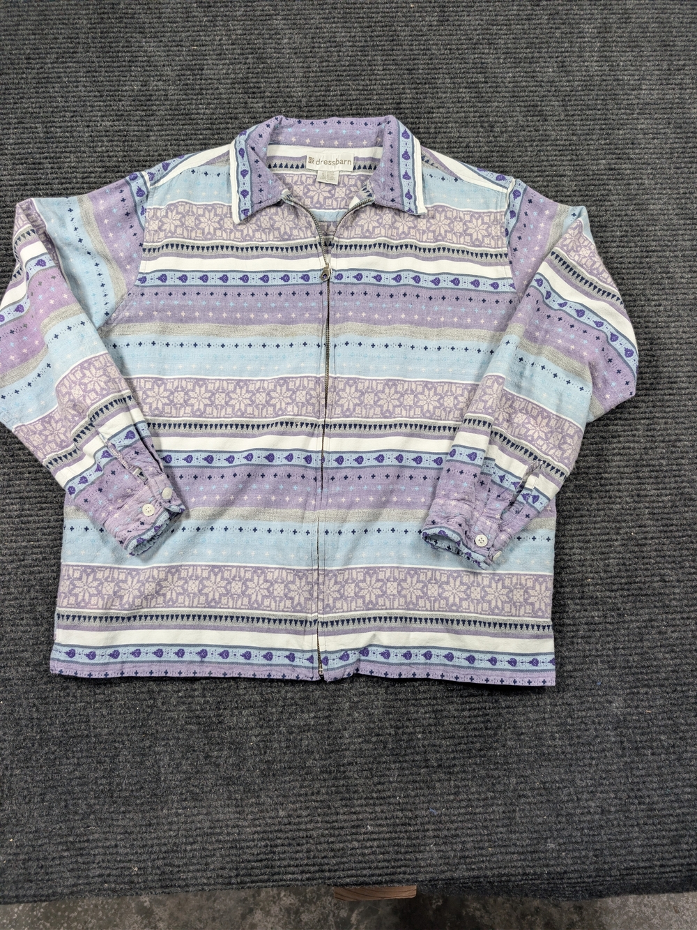 Dress Barn Lavender & Light Blue Patterned Zip Jacket